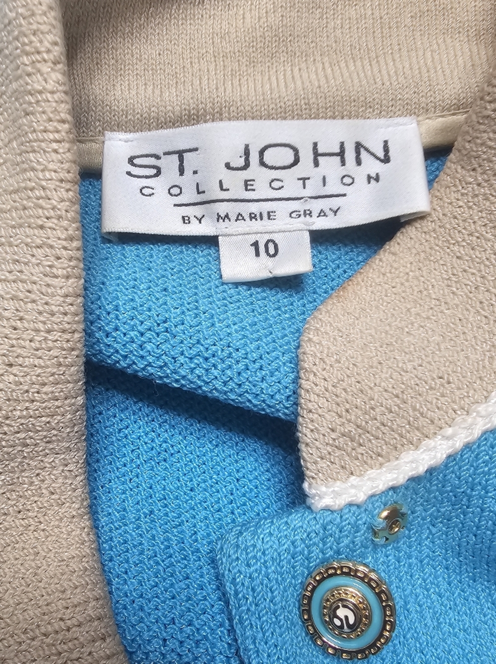St. John Collection Aqua Blue Cardigan Jacket - Picture 7 of 10